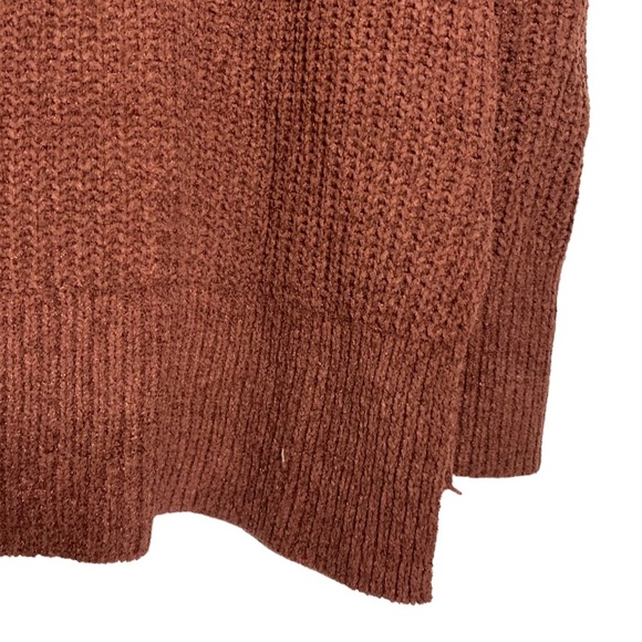 So Brown Oversized Knit Long Sleeve Sweater Split High Low Hi Lo Hem V Neck XS - Picture 11 of 15